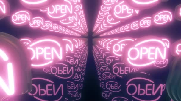 Meerdere Neon Open Signs in een rij 4k — Stockvideo