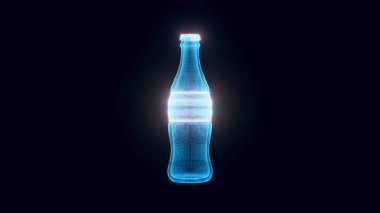 3 boyutlu markasız cam soda şişesi hologramı.