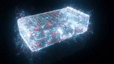 3d Resmedilmiş dijital vaka veya dijital çanta hud hologramı