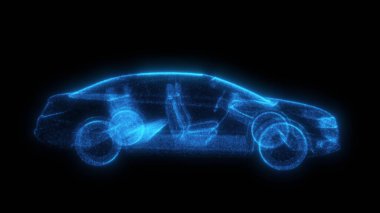 Sedan Car Hud Hologramının 3D çizimi