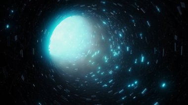 Fiber Optik İnternet Tüneli Üzerinden Veri Gönderilmesinin 3d gösterimi