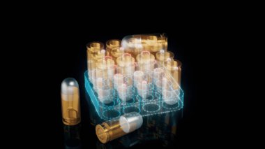 Tabanca fişeği Makarov 'un 9mm kalibrelik 3D çizimi