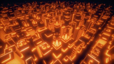 Nesnelerin internetli dijital şehir binaları kavramının 3D görüntülemesi