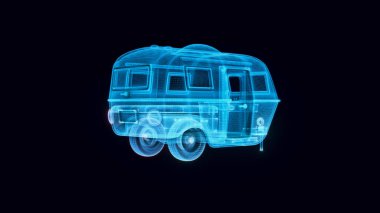 Camper Van Hologramının 3D çizimi
