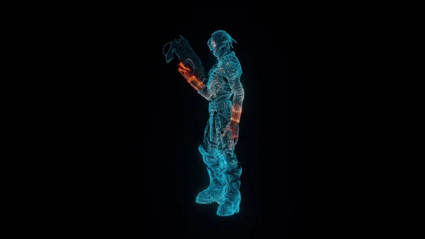 Illustration en 3D de l'hologramme d'un soldat étranger — Photo