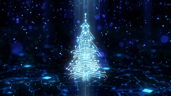 3D απόδοση απεικόνιση του ψηφιακού χριστουγεννιάτικου δέντρου από Circuit Board — Φωτογραφία Αρχείου