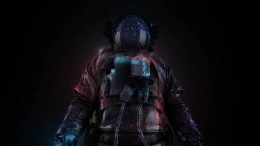 Uzay Giysisindeki Soyut Astronot 'un 3D çizimi