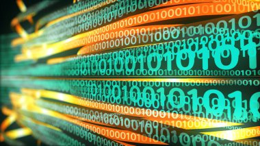 İnternet ikili kodlarının 3D çizimi