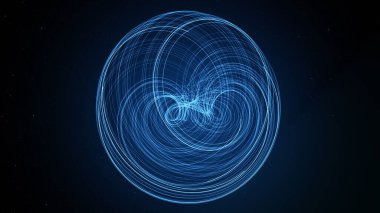 Kara Delik Solucan Deliği Enerjisinin Manyetik Alanlarının 3D çizimi