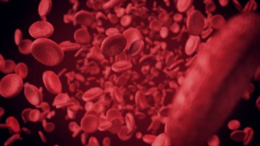 Arter veya damar boyunca büyük bir artışla oluşan kan hücrelerinin 3D görüntüsü