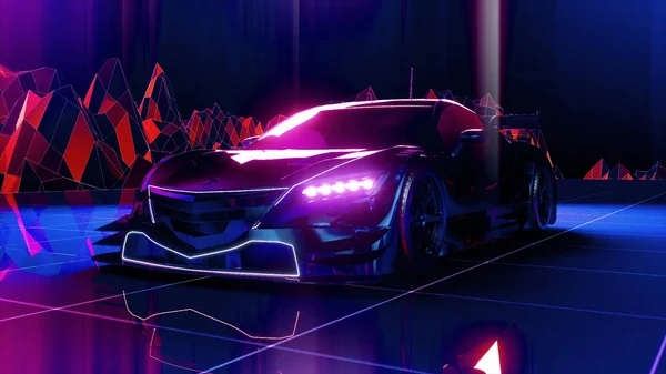 80lerin Tarzı 3D Retro Car 'ın 3D çizimi