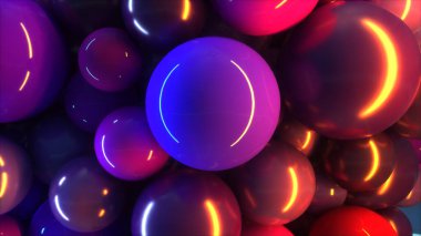 Soyut ve Renkli Dinamik Dans Toplarının 3D çizimi