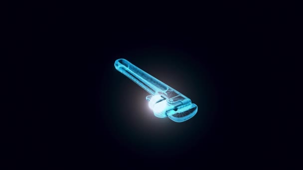 Pipe Wrench hologram 4k — Stock video