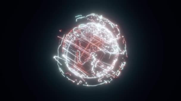 Placa de circuito holograma de la Tierra 4k — Vídeos de Stock
