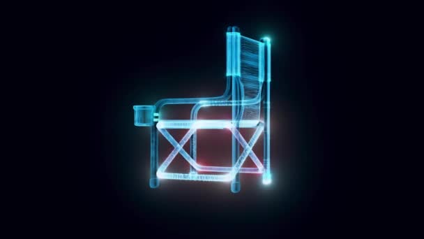 Голограмма складного стула 4k — стоковое видео