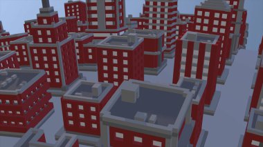 Çizgi film şehrinin 3D çizimi