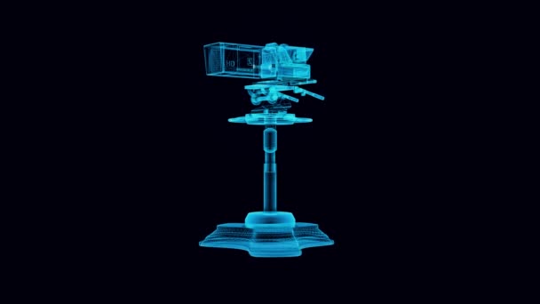 Tv camera hologram Draaiend 4k — Stockvideo