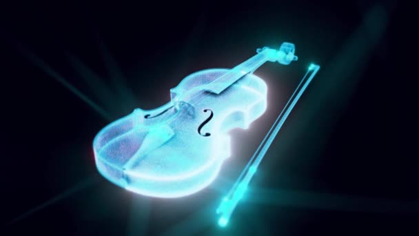 Violin hologram Close up 4k — Stock Video