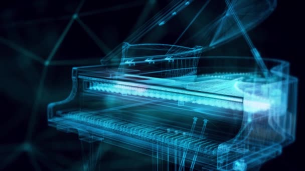 Holograma de piano Grand Close up 4k — Vídeo de stock