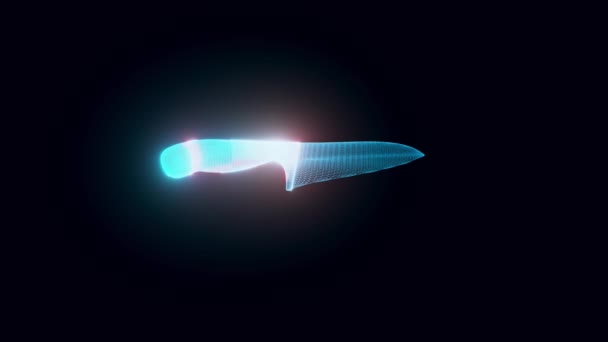 Metall kök kniv hologram Roterande — Stockvideo