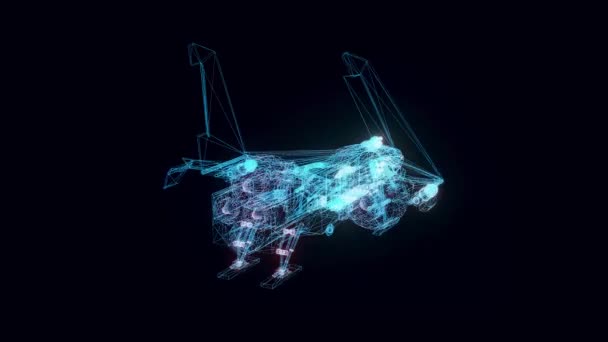 Futuristische Strijd Jet hologram Roterend — Stockvideo