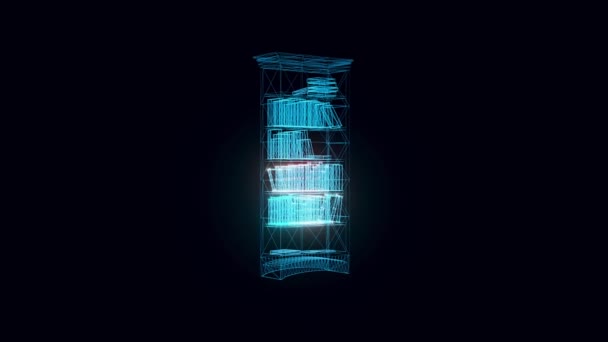 Verstaubtes altes Bücherregal-Hologramm rotiert — Stockvideo