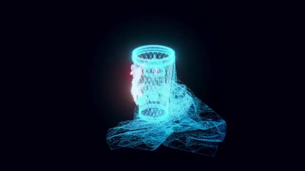 Hologramm der industriellen Vase Rotating — Stockvideo