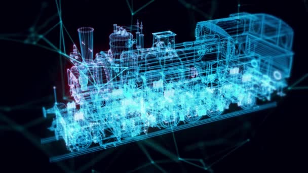 Holograma del motor del tanque de locomotora — Vídeos de Stock