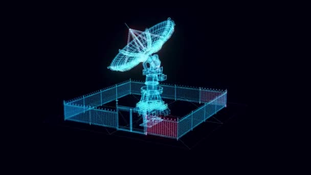 Holograma de radiotelescópio rotativo — Vídeo de Stock