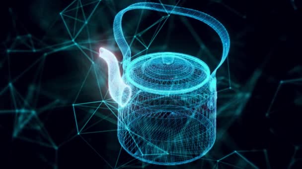 Viejo holograma de la olla de té — Vídeo de stock
