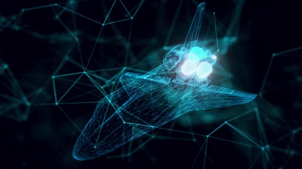 Hologramm des Space Shuttle aus nächster Nähe — Stockvideo