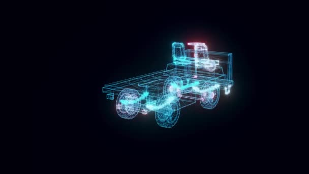 Holograma elétrico industrial do carro girando — Vídeo de Stock