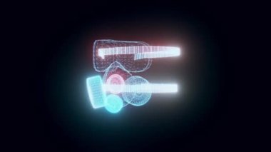 gaz maskeli hologram Dönüyor