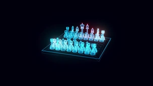 Hologramm des Schachbretts rotierend — Stockvideo