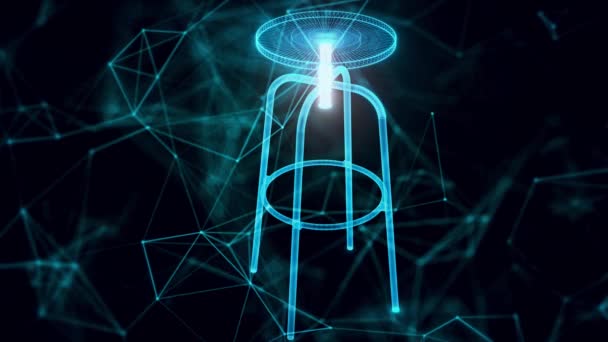 Tabouret de bar industriel hologramme Gros plan — Video