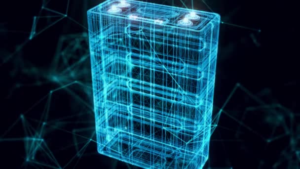 Hologramm der Sci-Fi-Batterie aus nächster Nähe — Stockvideo
