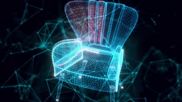 Holograma de silla clásica Primer plano — Vídeo de stock