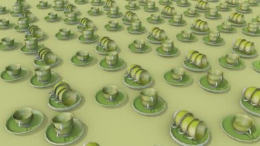 Arka arkaya bir sürü Klasik Çay seti