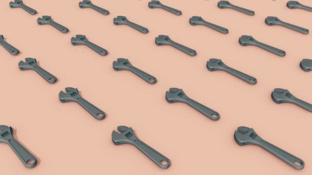 Un sacco di Crescent Wrench di fila — Video Stock