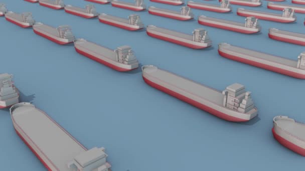 A lot of Cargo Ship in a row — Stock Video