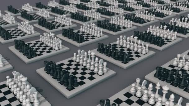 Arka arkaya bir sürü satranç tahtası — Stok video