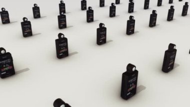 Arka arkaya bir sürü fotoğraf makinesi.