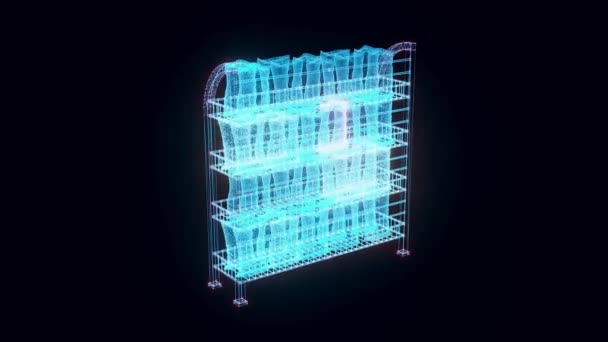 Holograma de chips de rack de mercado rotativo — Vídeo de Stock