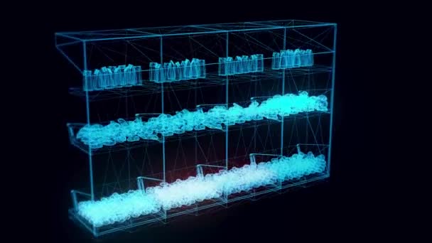 市场货架包全息图旋转 — 图库视频影像