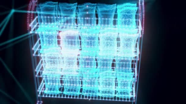 Marknadsrack chips hologram Närbild — Stockvideo