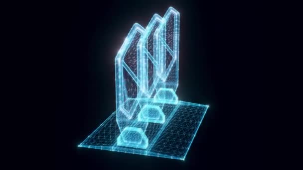 Puertas de seguridad holograma giratorio — Vídeos de Stock