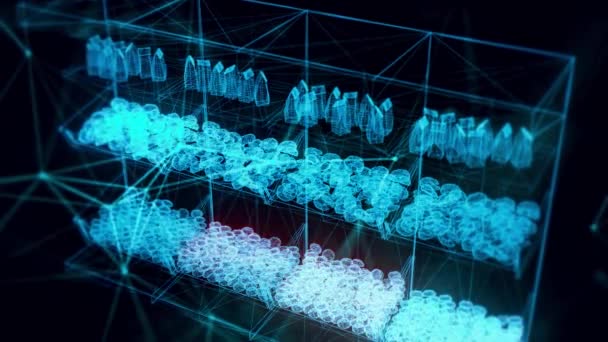 Holograma de bollos de estantería de mercado — Vídeos de Stock
