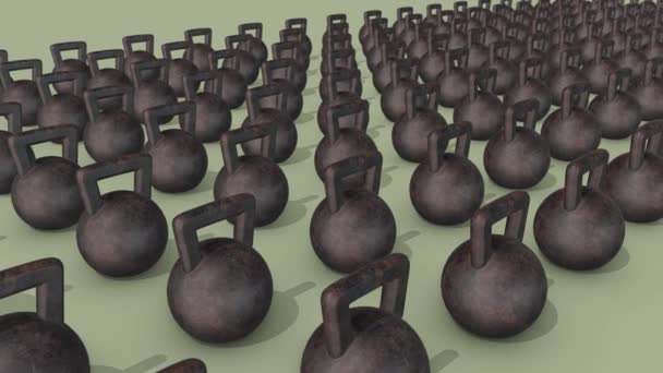 Dużo kettlebell pod rząd — Wideo stockowe