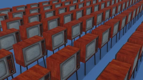 Arka arkaya bir sürü Vintage TV. — Stok video
