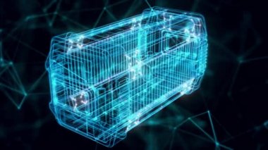 Bilimkurgu askeri konteynır hologramı. Yaklaş.